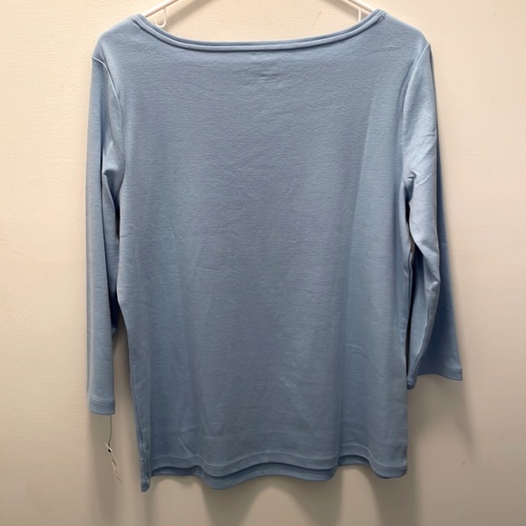 NWT Talbots Pima Cotton Bateau-Neck 3/4 Sleeve Tee, Size X - Picture 3 of 7